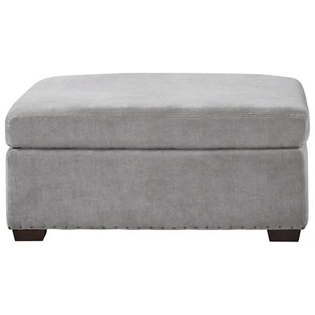 Transitional Ottoman with Block Feet